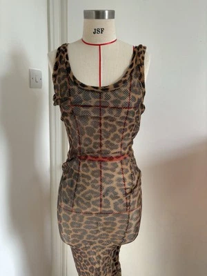 Vestido midi ceñido al cuerpo estampado guepardo corte transparente Plein Sud años 90 Foto 1 de 4