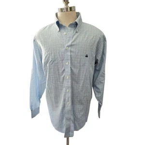Brooks Brothers Checkered Window Pane Plaid Cotton Men's Shirt Button Down Logo - Picture 1 of 3