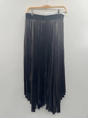 Falda midi plisada AllSaints Jax para mujer 12/8 negra 100 % poliéster moda moderna Foto 1 de 4