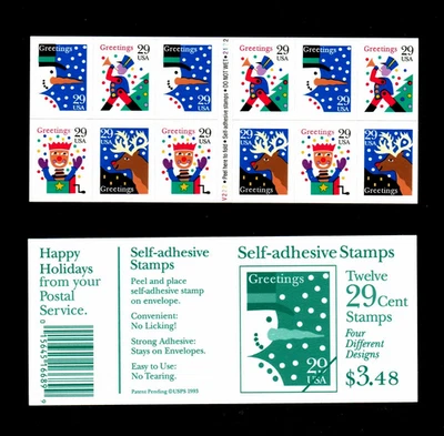 SC#2799-2802 MNH, CHRISTMAS POSTAGE STAMPS BOOKLET OF 12, FV $3.48 (1993) - Image 1 of 3