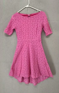 Robe femme Betsey Johnson 4 rose coton mélangé floral manches courtes taille basse mini - Photo 1/18