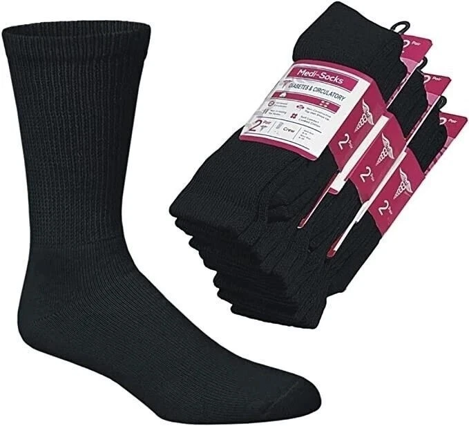 6-12 pares de calcetines redondos para diabéticos de algodón talla 9-11 para hombres y mujeres Foto 1 de 1