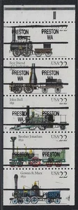 Precancels - WA - Preston - 2366a-904 - 22¢ Locomotives Booklet Pane - Picture 1 of 3