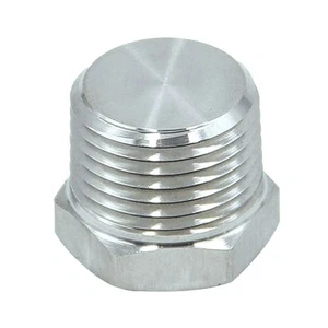 Hex End Plug 1/2" NPT Male, Stainless Steel 304 Hex Head, Pack of 1 - Picture 1 of 3