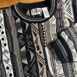 Vtg Cotton Traders Sweater XL Tall Brown 3D Knit Pullover 90s Coogi Streetwear - Picture 1 of 8