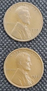 1928 P and D Pair Lincoln Wheat 1c Cent AU About Uncirculated - Picture 1 of 2