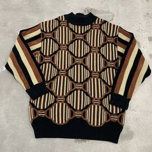 Vtg Coogi Style Sweater Mens 3D Style Sz 2XL Multicolor Prestige Biggie Brown - Picture 1 of 7
