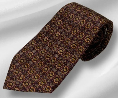 Corbata para hombre The Métropolitaine Museum Of Art geométrica marrón con estampado de seda NUEVA Foto 1 de 4