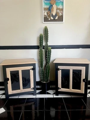 Mesas auxiliares muebles estilo mediterráneo negro madera maciza Foto 1 de 4