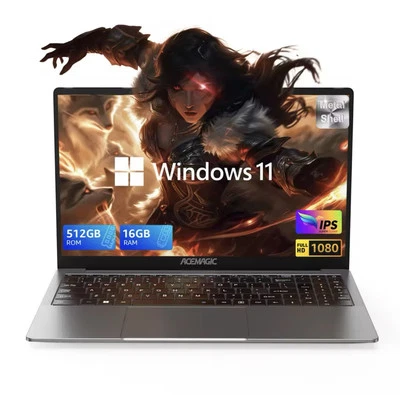 Acemagic 15.6” Ultra Slim Laptop 16gb Ram 512gb Ssd Intel N95 Win 11 - Image 1 of 4