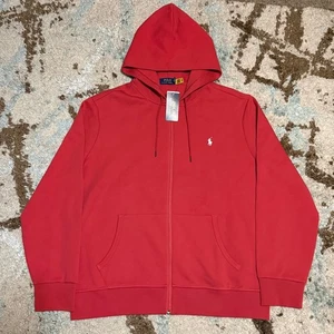 Neu mit Etikett Polo Ralph Lauren roter Hoodie mit durchgehendem Reißverschluss Größe XL 138 $ Einzelhandel - Bild 1 von 7