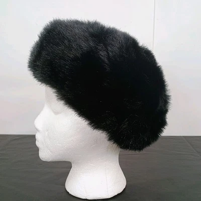 Sombrero cosaco ruso cosaco ruso de 22,5" x 4" de profundidad de piel sintética negro de colección hecho en EE. UU. Foto 1 de 4