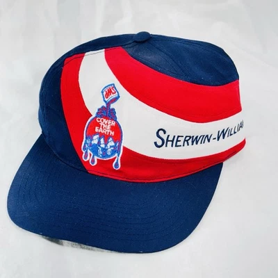 Gorra Sherwin Williams envolvente Snapback camionero remolino roja blanca azul años 90 Foto 1 de 4