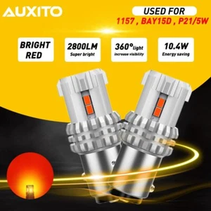 2X AUXITO 1157 2057 7528 Red LED Brake Light Stop Tail Signal Bulbs High Power - Foto 1 di 12