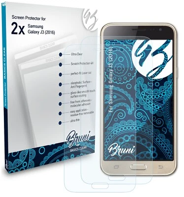 Bruni 2x Lámina Protectora para Samsung Galaxy J3 (2016) Película Protectora - Imagen 1 de 4