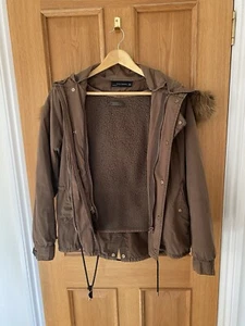 Zara outerwear Parka Coat. Brown. UK Extra Small but fits Small. - Picture 1 of 6