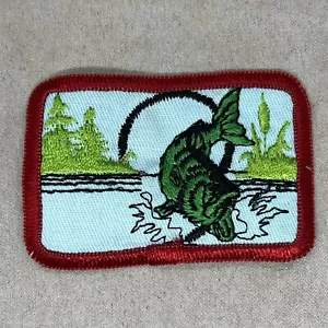 vintage big mouth bass fishing fish embroidered patch - Picture 1 of 9