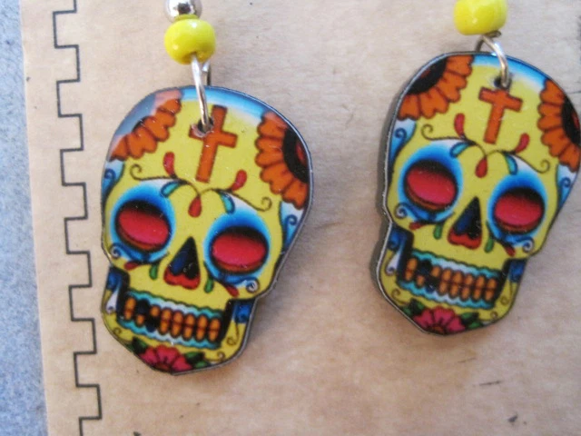Spirit of Nature western  Day of Dead, Dia de los Muertos Skull Dangle earrings - Image 1 of 2