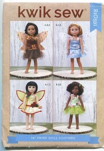 KWIK SEW R10591/K4280 FAIRY CLOTHES FOR 14" DOLLS UNCUT 2020 - Picture 1 of 3