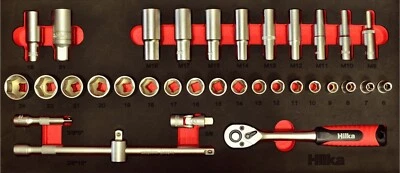 Hilka Socket Set 34 pce metric  3/8 " inch drive sockets tool kit in eva foam - Image 1 of 2