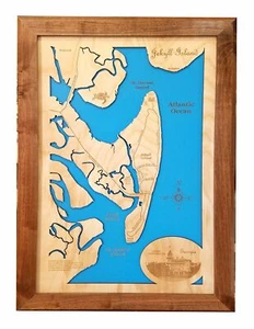 Jekyll Island, GA - Mapa de madera cortada con láser | Arte de pared | Hecho a pedido - Imagen 1 de 6