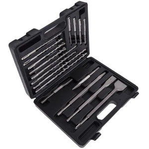 17PEZZI SCALPELLO PUNTE TRAPANO SET DI PUNTE SCALPELLO SDS PLUS TOOL KIT - Picture 1 of 10