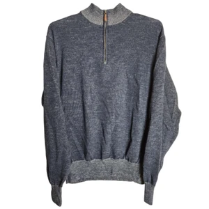 Peter Millar Sweater Young Men Large Blue Navy Blue 100% Merino Wool Quarter Zip - Picture 1 of 7