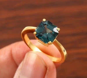 Natural Tourmaline Ring Asscher Cut Ring Gemstone Ring Gift For Her Wedding Ring - Picture 1 of 5