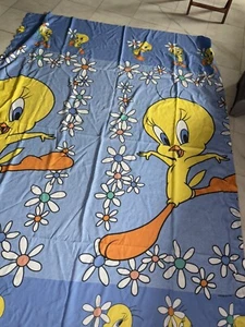Lenzuolo con angoli doppio piatto Looney Tunes Tweety Bird vintage anni '80 - Foto 1 di 5