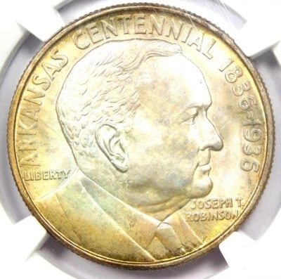 1936 Robinson Half Dollar 50C - Certified NGC MS67+ Plus Grade - $3,400 Value - Image 1 of 4