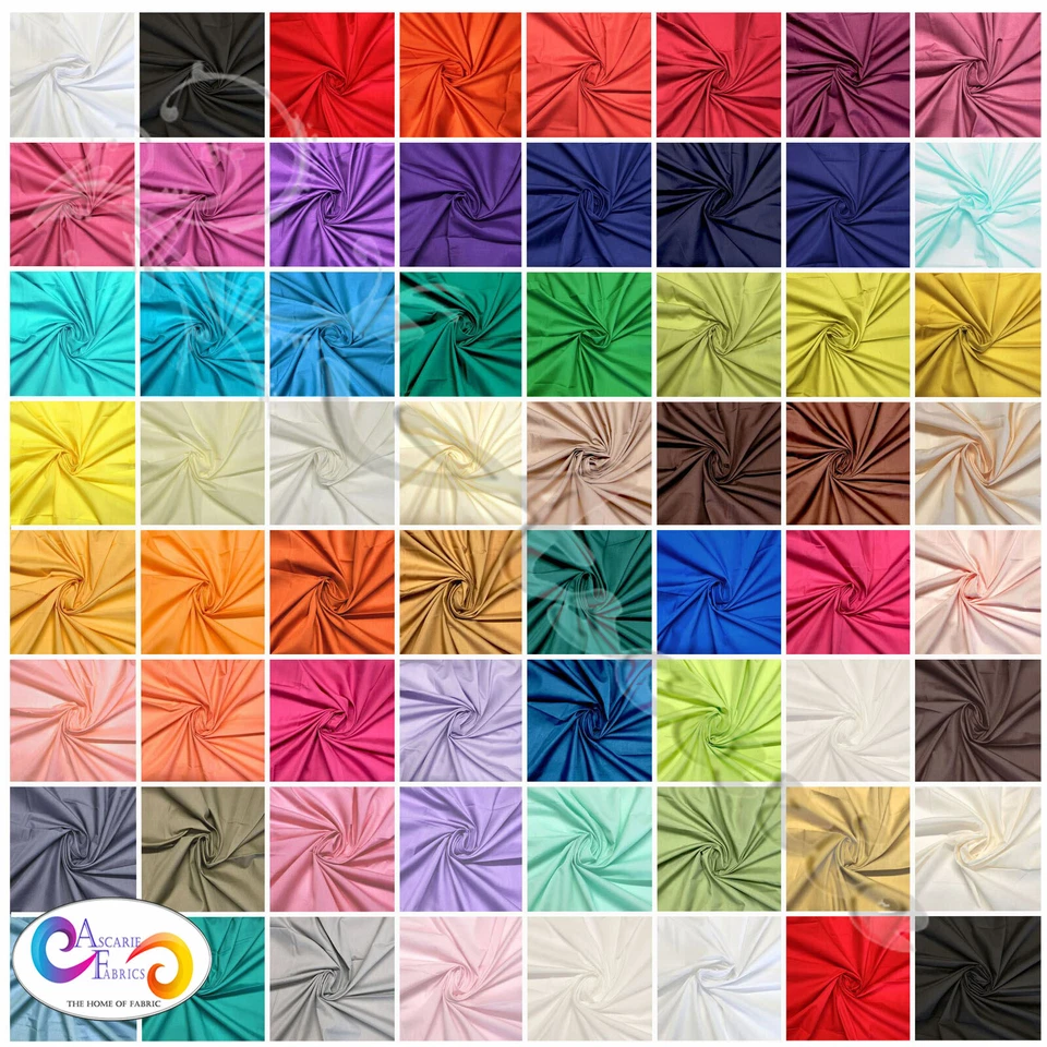 Plain Polycotton Fabric Craft Sheet Dress Bunting Kids Material 60 colours 112cm - Image 1 of 1