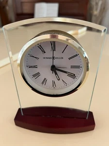 Howard Miller Marcus Tabletop or Desk Alarm Clock in Satin Rosewood 645-580 - Picture 1 of 7