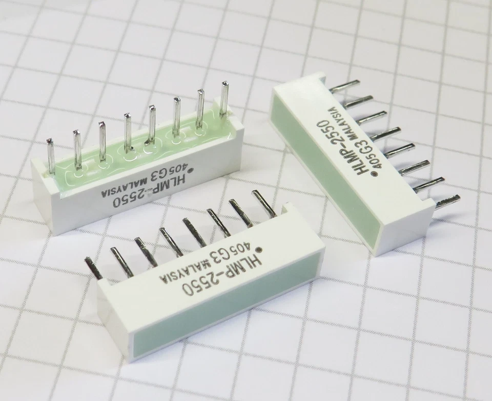 5 Stück HLMP-2550 LED Light Bar Green 30mA 50mcd 572nm, Hewlett Packard - Bild 1 von 1