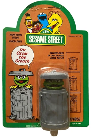 Sesame Street Oscar the Grouch Vintage 1985 Action Figure NEW SEALED Tara Toys Cover