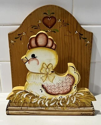 Vintage 1987 Chicken Nest Wooden Recipe Stand Book Holder Napkin Holder - Image 1 of 4