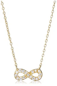 Dolce Vetra Gold P Sterling Silver Cubic Zirconia Crystal Pave Eternity Necklace - Picture 1 of 2