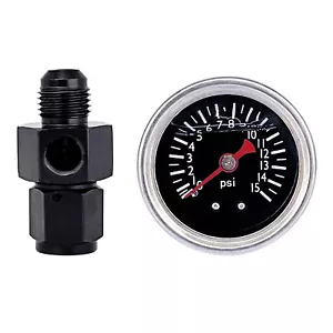 Liquid 0-15psi Fuel Pressure Gauge Regulator Gauge 1/8" NPT W/ 6AN Adapter - Picture 1 of 14