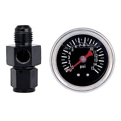 Liquid 0-15psi Fuel Pressure Gauge Regulator Gauge 1/8" NPT W/ 6AN Adapter - Image 1 of 4