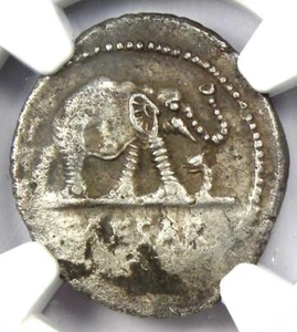 Julius Caesar AR Denarius Silver Elephant Roman Coin 49 BC - NGC Choice XF (EF) - Picture 1 of 5