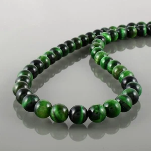 Natural 8mm Multicolor Ojo Tigre Cuentas Redondas 18" Cadena 925 Plata Mujeres - Imagen 1 de 36