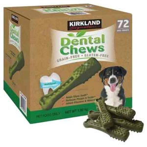 Kirkland Signature Pet Dog Dental Chews 72 Dog Treats - Grain Free, Gluten Free - Picture 1 of 2