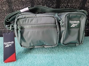 REEBOK UNISEX NOUR CROSSBODY BAG TREK GREEN SHOULDER AJUSTABLE STRAP 3 POCKETS - Picture 1 of 4