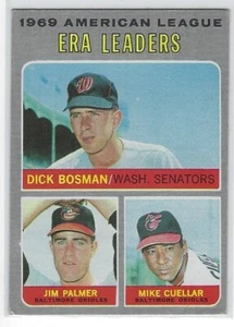 1970 TOPPS DICK BOSMAN JIM PALMER MIKE CUELLER 1969 A.L. ERA LEADERS #68 - Picture 1 of 2