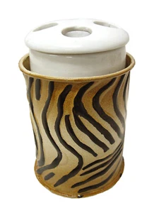 (30538) VASO BAÑO CEPILLOS DE DIENTES CERAMICA FORJA TIGRE NARANJA