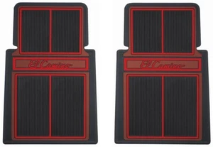 RestoParts Red Rubber Plasticolor Floor Mat Set 1964-87 El Camino Stamped Logo - Picture 1 of 3