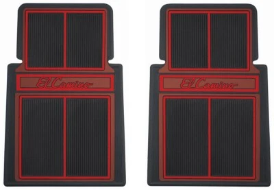 RestoParts Red Rubber Plasticolor Floor Mat Set 1964-87 El Camino Stamped Logo - Image 1 of 3