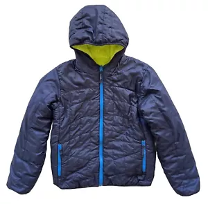 EDDIE BAUER Niños Reversible Puffer Invierno Chaqueta Capucha Cremallera Completa Azul Marino GRANDE 14-16 - Imagen 1 de 7