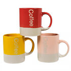 Beille Ceramic Stoneware Modern Dipped Coffee Cups 3pc Set, Assorted Colors