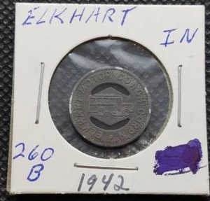 1942 Elkhart Motor Coach ~ Indiana Transit Token IN260B. Our T8322 - Picture 1 of 3