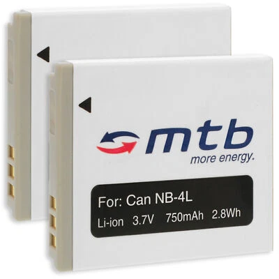 2 Akkus NB-4L für Canon IXUS 30, 40, 50, 55, 60, 65, 70, 75, 80 IS, 100 IS - Bild 1 von 4